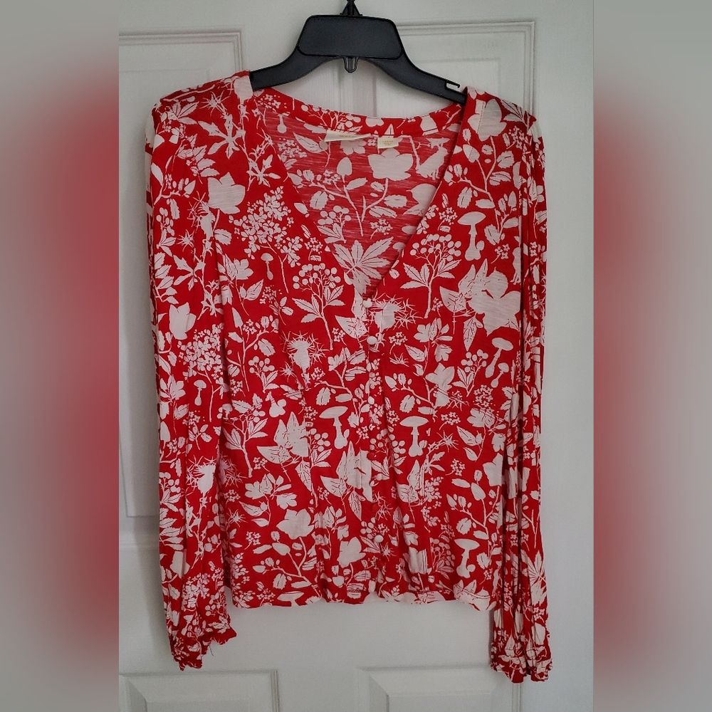 Maeve for Anthropologie Women's Long Sleeve Boho Shirt Size Large